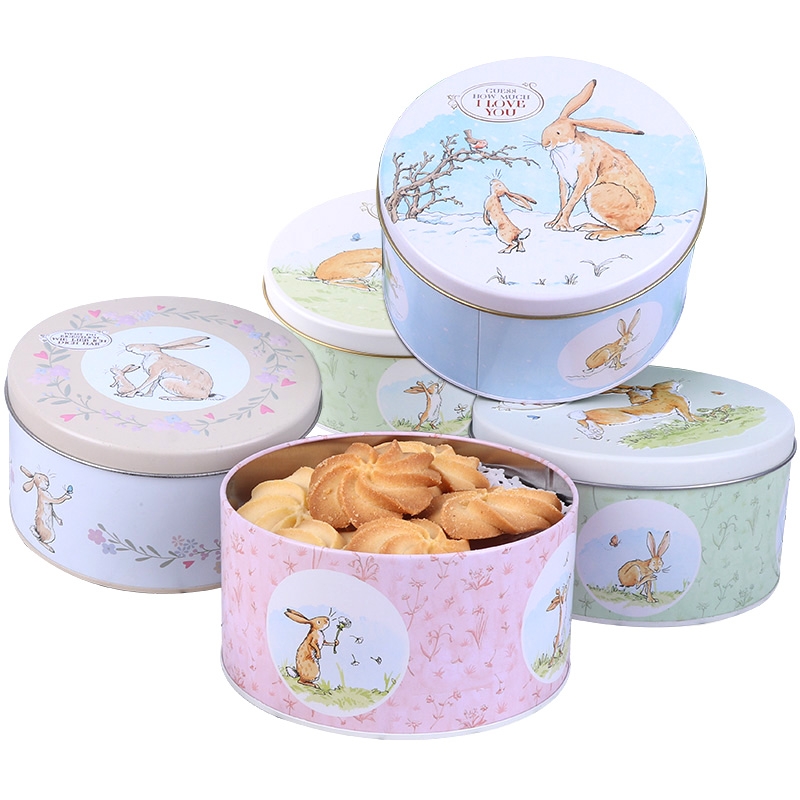 Custom food grade round cookie biscuit metal tin box packaging chocolate cake tin can container