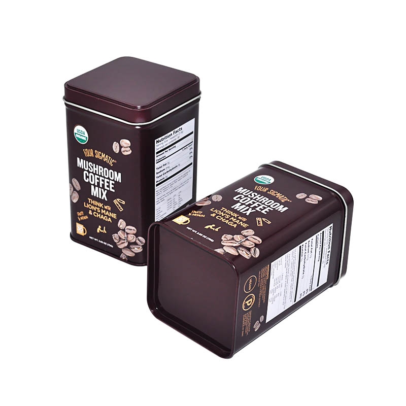 Wholesale food safe luxury metal square shape tin can for coffee loose tea package