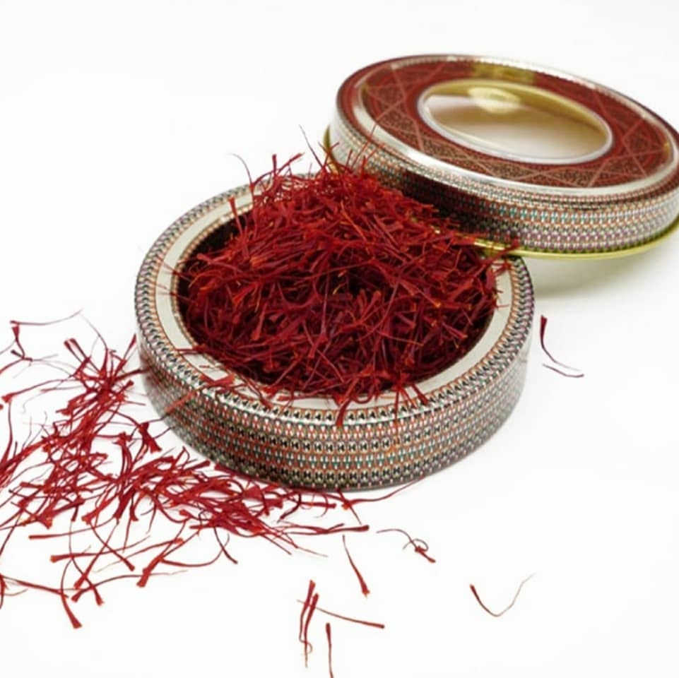 Custom food grade empty round saffron tin with clear window