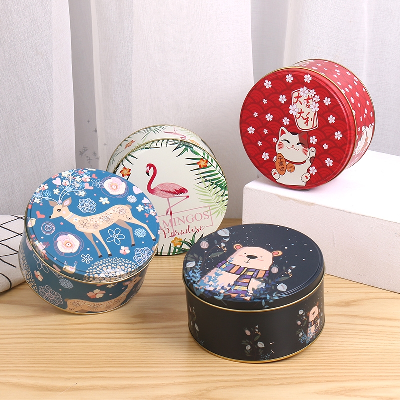 Wholesale free sample round cookies packaging tin can for sweets